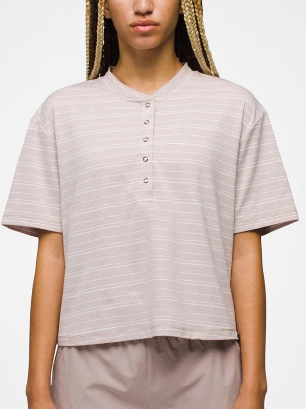 PrAna Striped Sol Searcher Short Sleeve Henley Tee